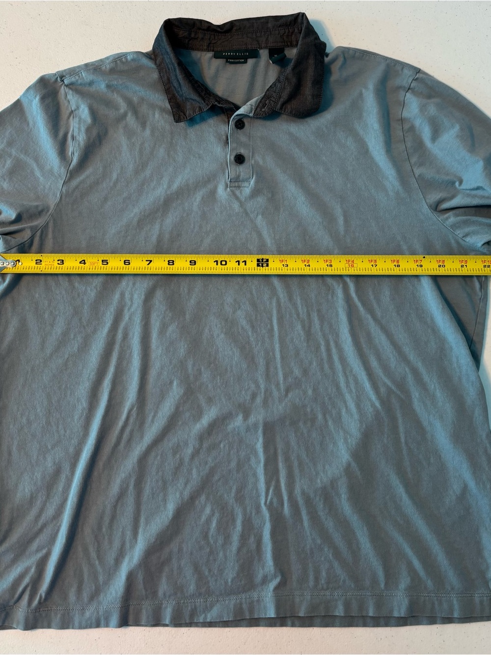 Perry Ellis size XL Men's Grey Polo Shirt with Contrasting Collar